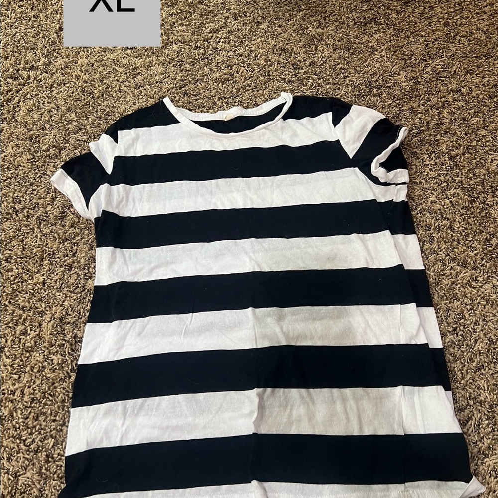 Black and White Striped Kids Shirt